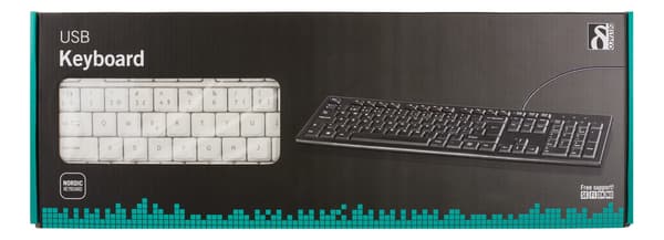 Keyboard, 105 keys, Nordic layout, USB, white, 13 media keys