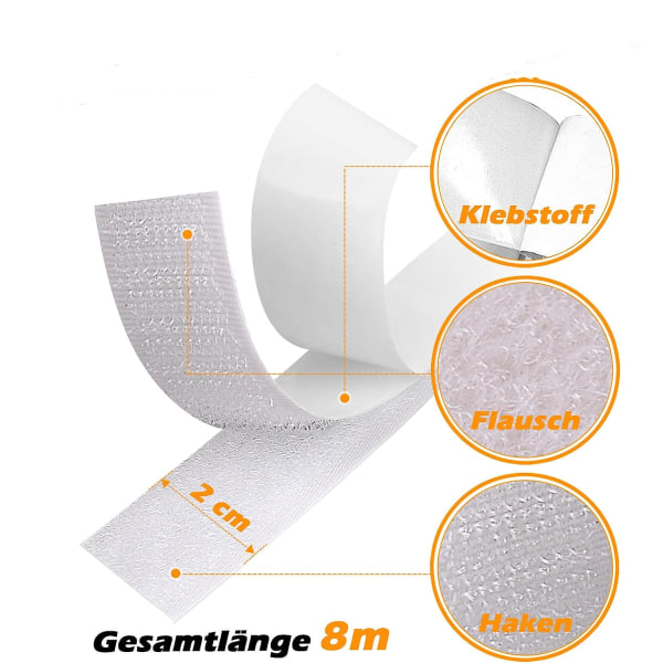 INF Velcro med selvklæbende tape Hvid 3 cm / 8 m