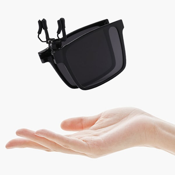 Vikbara Clip-On Solglasögon - Polariserade Svart