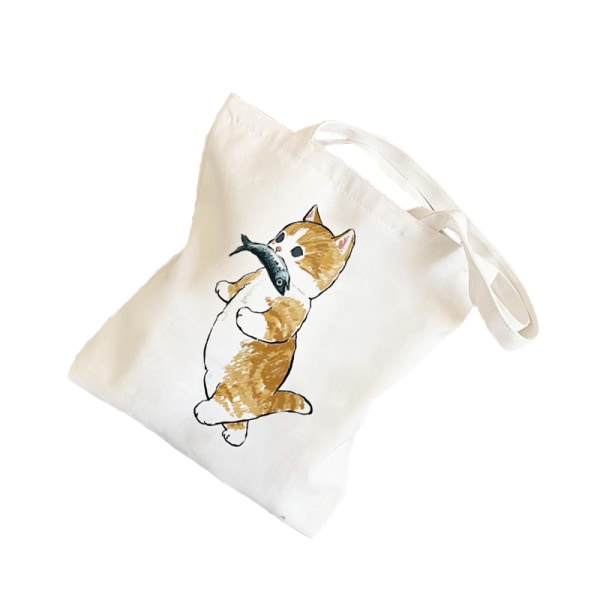 Multi-purpose Shopping Bags Tote Bags  Cat Eating Fish