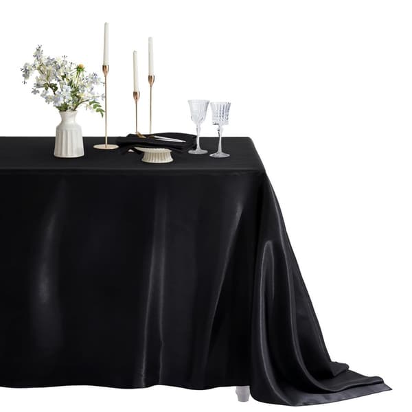 Elegant Polyester Satin Dug til Fester, Bryllupper og Begivenheder Black Black