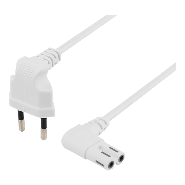 Unearthed device cable 0.5m angled CEE 7/16 IEC 60320 white