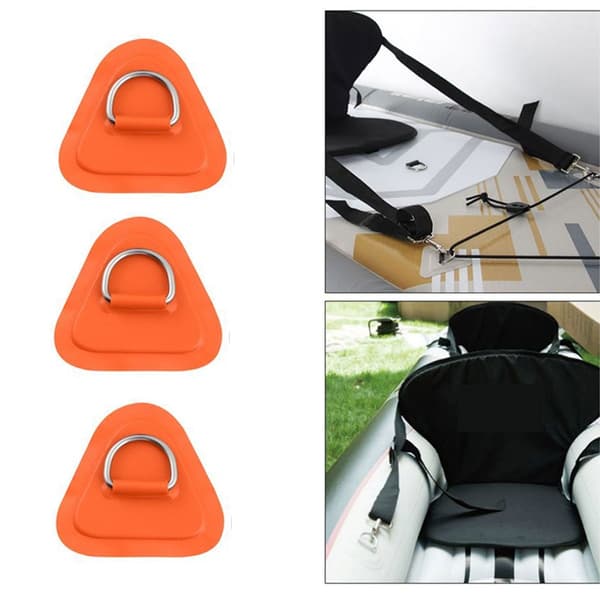 D-ring patch kit för kajak säkra fästen för kajak, uppblåsbara båtar, SUP och jollar med PVC-bakade lappar, rostfria D-ringar och 2.5 rep