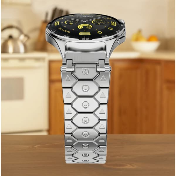 Solidt rustfrit stål Hex Titan Universal Interface urrem kompatibel med Samsung Galaxy Watch7/6 Silver 22 mm Silver 22 mm