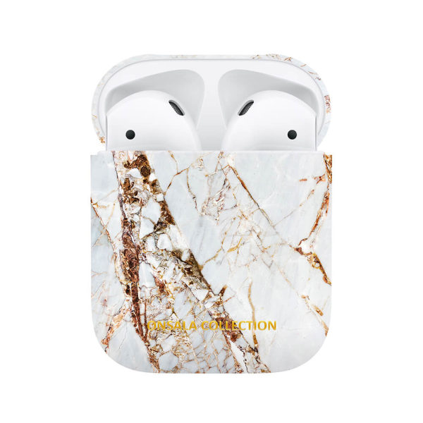 ONSALA Airpods Fodral 1st and 2nd Gen. White Rhino Marble