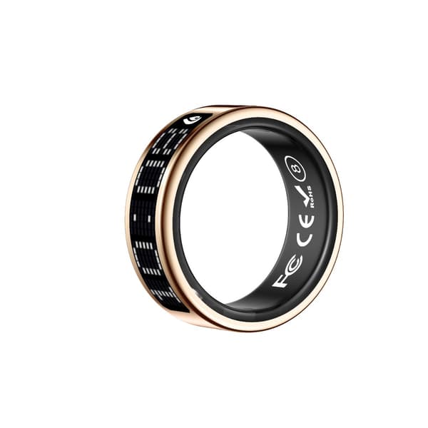 Smart Ring med Display och Laddningsfodral - Spåra Träning & Hälsa Gold 9 Gold 9