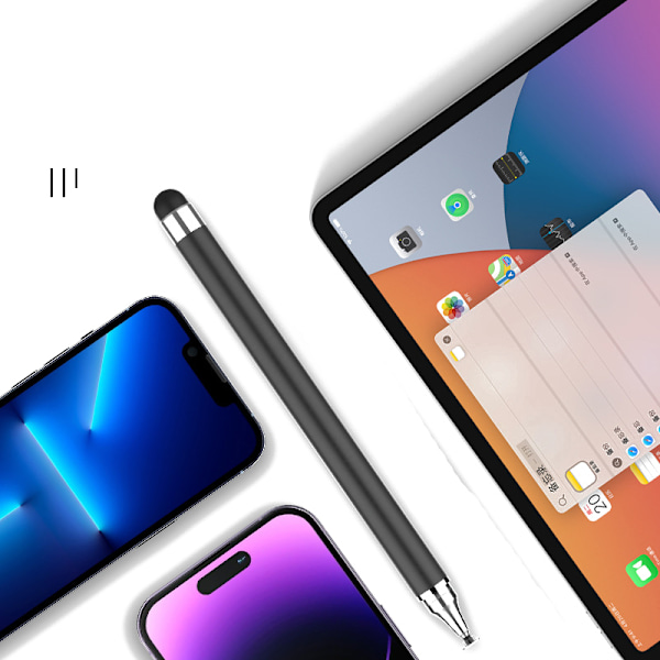 2-i-1 Stylus Penna för pekskärmar (dubbel gummispets) Svart