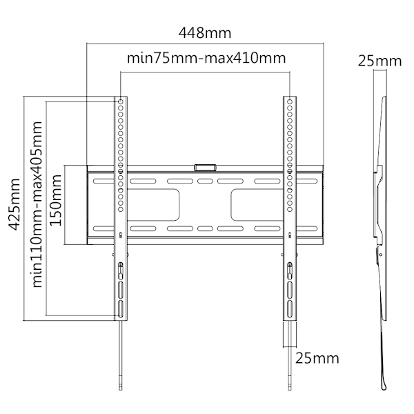 Heavy-duty fixed wall mount for monitor/tv, 32"-55", spring