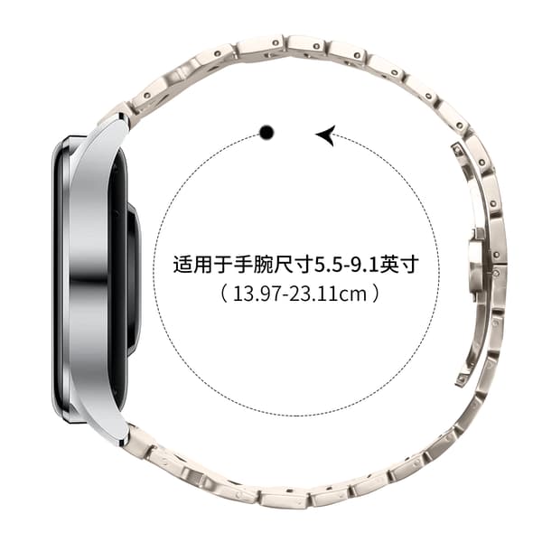 Rustfrit stål sommerfugl spænde rem 22mm til Samsung Galaxy Watch, Huawei Series Starlight Starlight