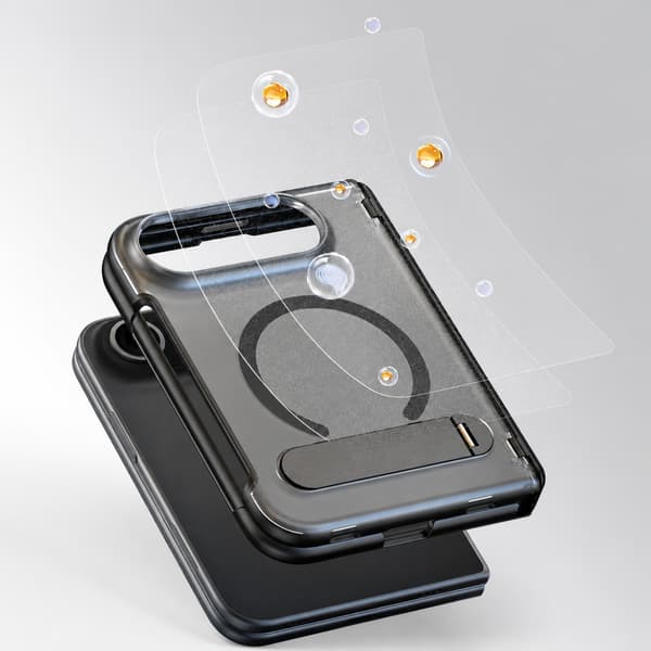 Foldbart magnetisk telefonetui med roterbart stativ, kompatibelt med iPhone Duo Black Black