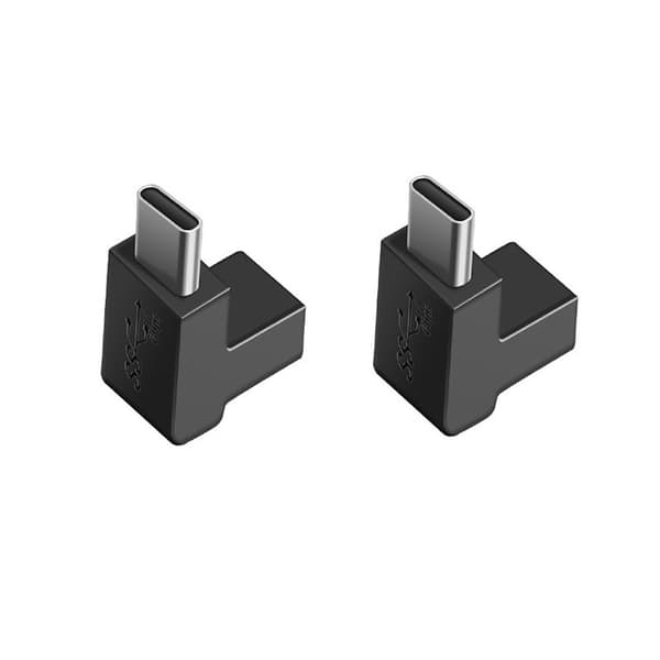 TYPE-C Hona till TYPE-C Hane Vinkeladapter (2-pack) - Stödjer 10 Gbps, Ljud/Video och Snabbladdning