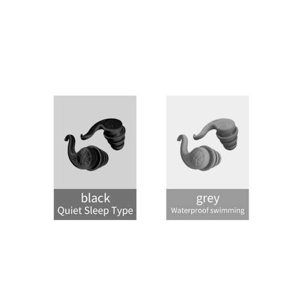 Professionelle silikone støjreducerende ørepropper Black+Grey Black+Grey