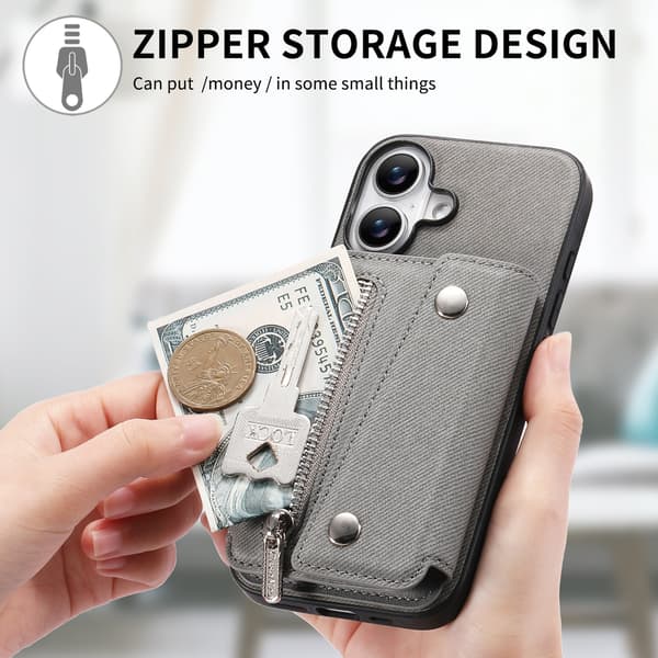 Grått Magnetiskt Plånboksfodral Kompatibelt med iPhone 17 - Flipfodral med Korthållare & Ställ