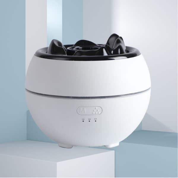 Aroma Diffuser med Flammefekt og Luftfugter - Ultralyd Æterisk Oliediffuser med Simuleret Flammelys White White
