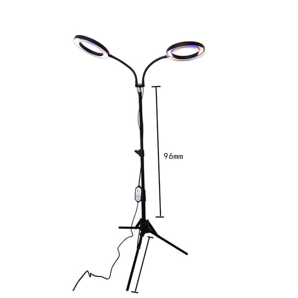 Dobbelthovedet plantelysvækstlampe med stativ (EU-stik)