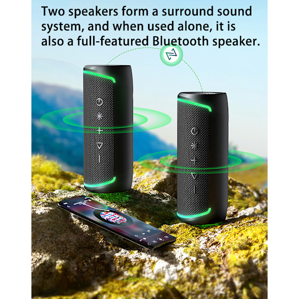EBS-609 Sort Trådløs Bluetooth Højttaler med RGB Lys
