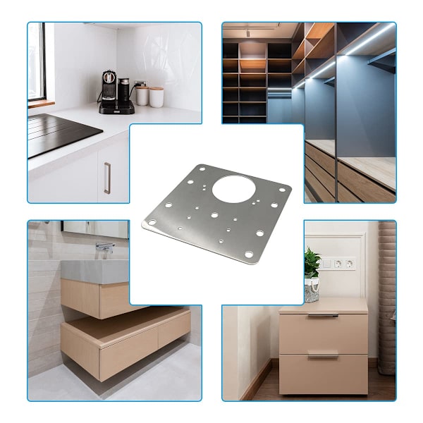 Reparationsplade til hængslede møbler 9x9 cm rustfrit stål 2-pack 2-pack