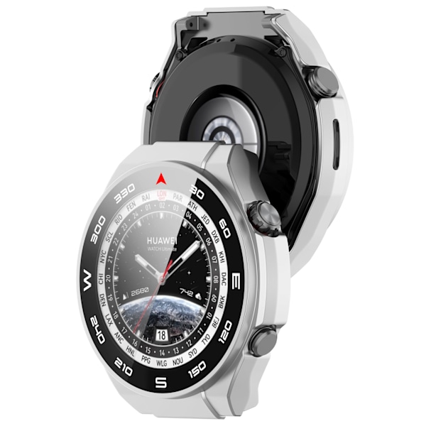 Suojakotelo Huawei Watch Ultimatelle - Integroitu kuori ja kotelo hopeaa Hopea