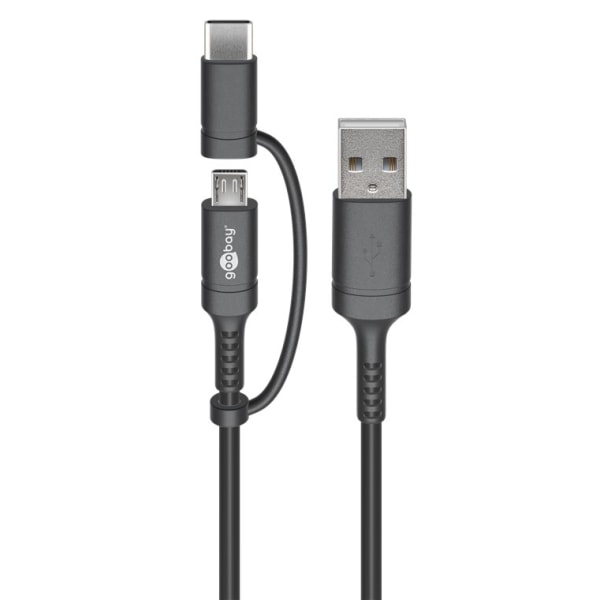 Laddnings- och synkroniseringskombinationskabel (med USB A till Micro-USB & USB-C™)