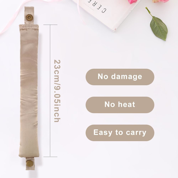 2-sæt Satin Heatless Hair Curler til at sove med om natten Grå
