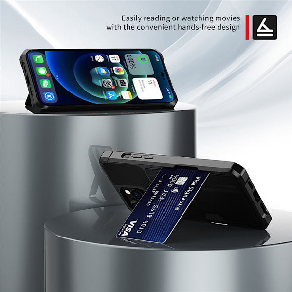Elegant Sort iPhone 14 Cover med Kortholder iPhone 14 Pro Max