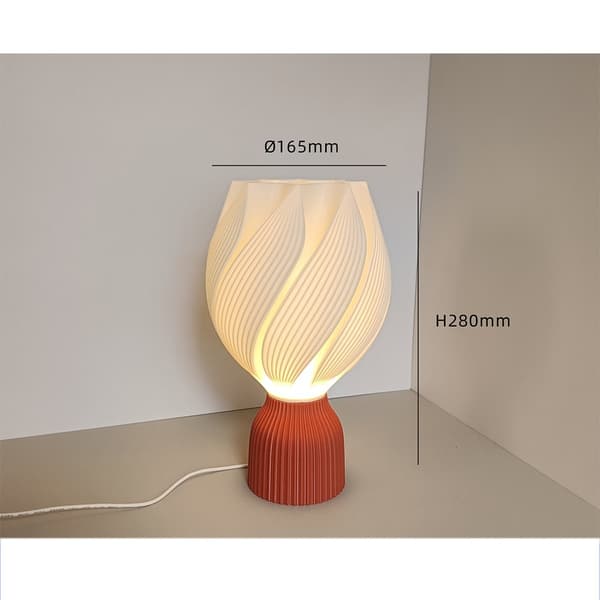 USB Dæmpbar 3D-printet Bordlampe med Kunstnerisk Base - Moderne Sengelampe
