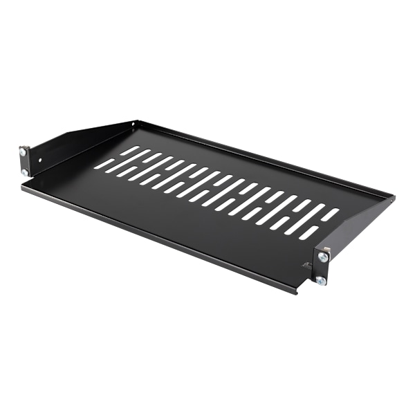 19" fixed shelf, 1U, SPCC, vent holes, black