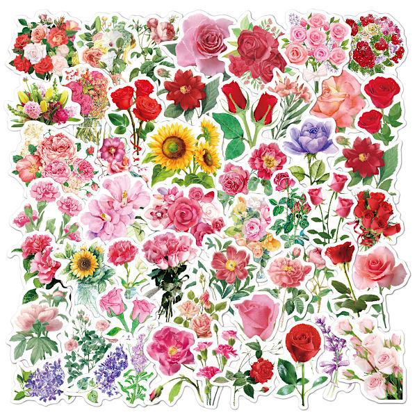INF Klistermärken Blommor och blad 50-pack Flerfärgad