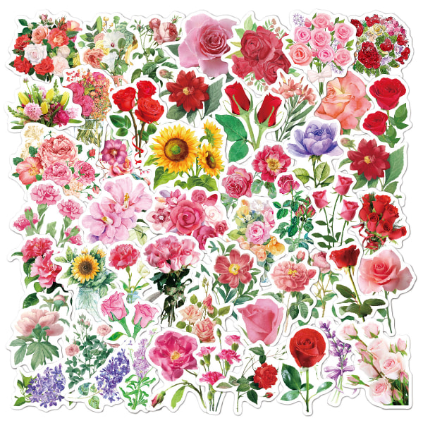 Klistermärken Blommor och blad 50-pack Flerfärgad Flerfärgad