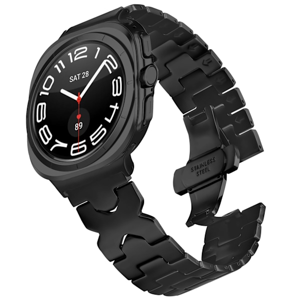 Elegant rustfrit stålrem til Samsung Watch7 47mm Ultra Sort
