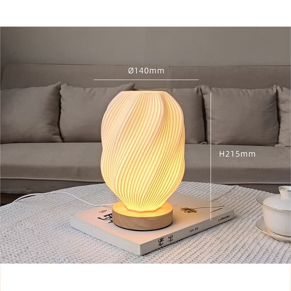 USB Dimbar 3D-Printad Bordslampa med Träfot - Modern Sänglampa