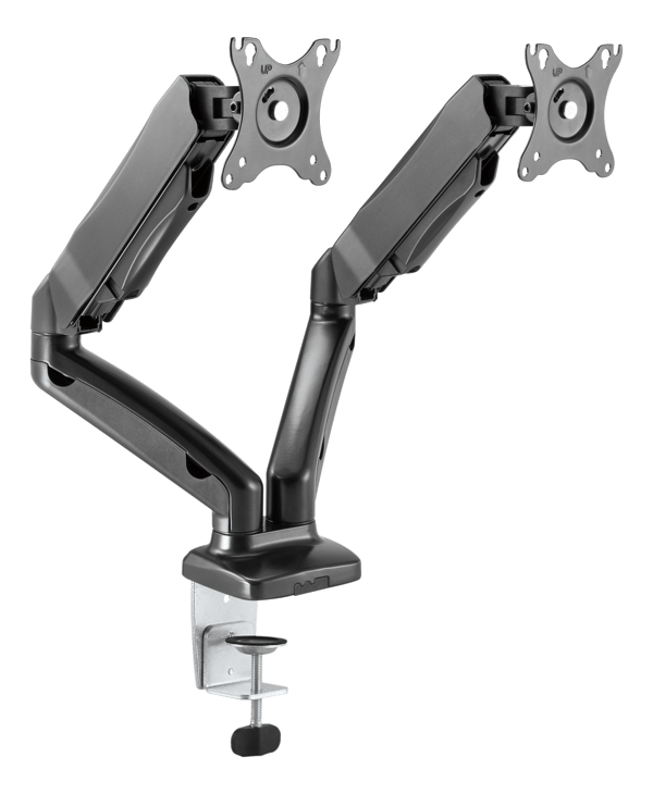 Monitor desk dual mount, gas spring, 17-32", 2-9 kg
