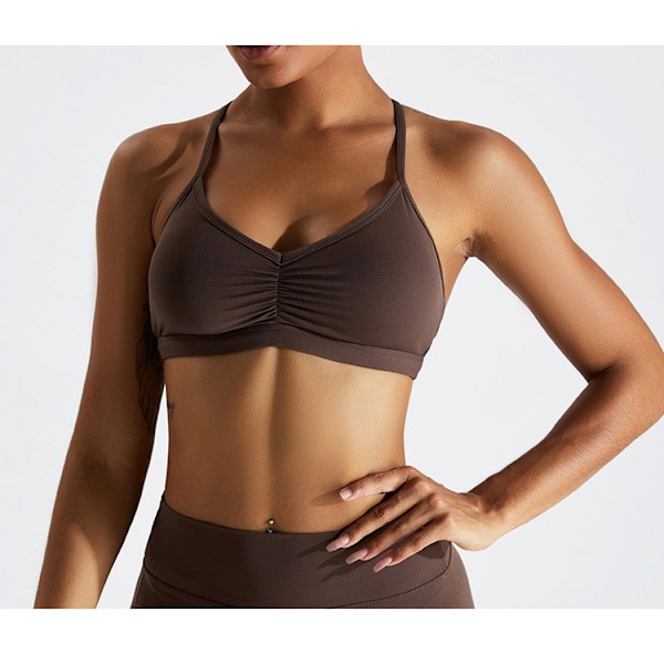 Criss Cross Sport-BH och Leggings Set kaffe XL