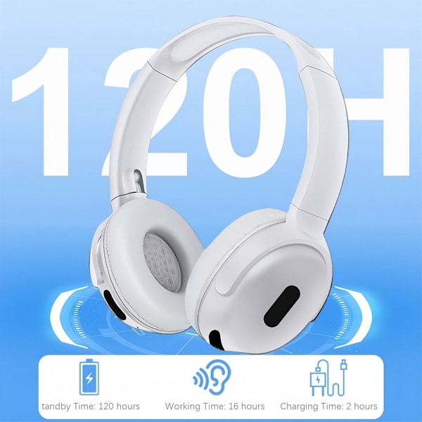 INF Langattomat stereokuulokkeet, joissa Bluetooth 5.3 ja erittäin pitkä akunkesto Valkoinen