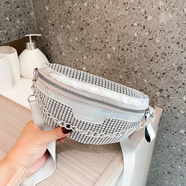 PU-läder Crossbody-väska för kvinnor Silver