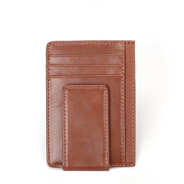 RFID-spärrande korthållare kortplånbok i äkta läder Brun Brun