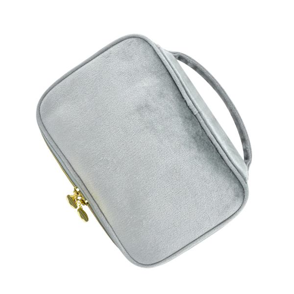 Velvet Makeup Brush Storage Bag - Travel Cosmetic Organizer Grå