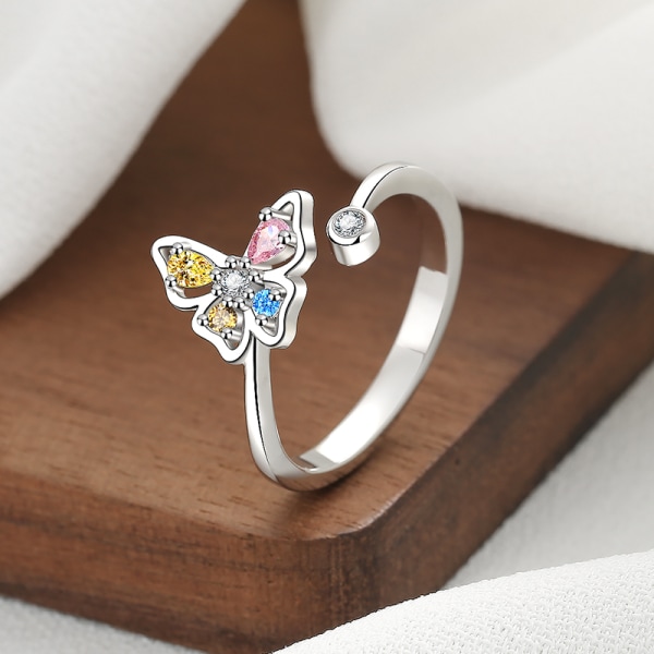 Justerbar Butterfly Diamond Open Ring Type 1