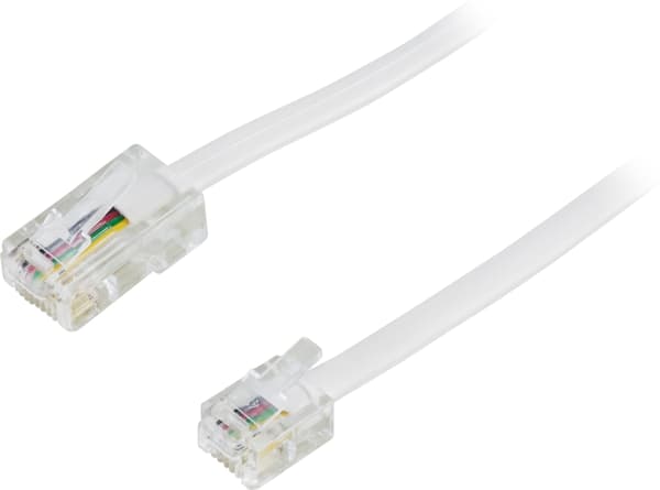 Modular cable, 8P4C to 6P4C(RJ11), 5 m, white