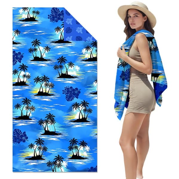 Quick-Dry Microfiber Beach Towel for Adults - Thick Double-Sided Plush Digital Print 80x160cm