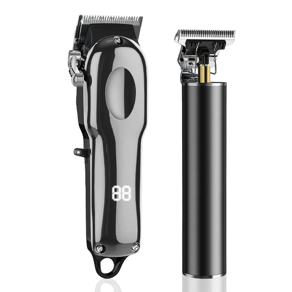 LED Gun Silver Hårklippare + Nästrimmer 3-delars set