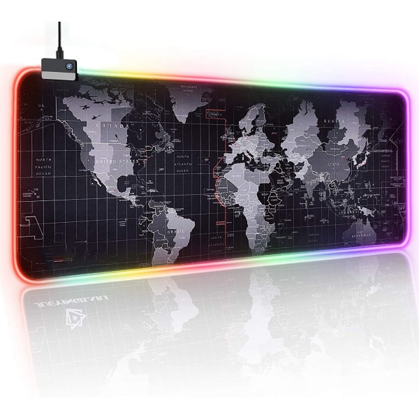 Suuri RGB-hiirimatto maailmankartalla 80x30 cm