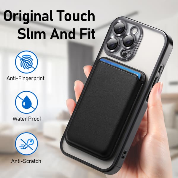 Sort Magnetisk Belagt Kortfodral Cover kompatibelt med iPhone 15 Pro iPhone 15 Pro