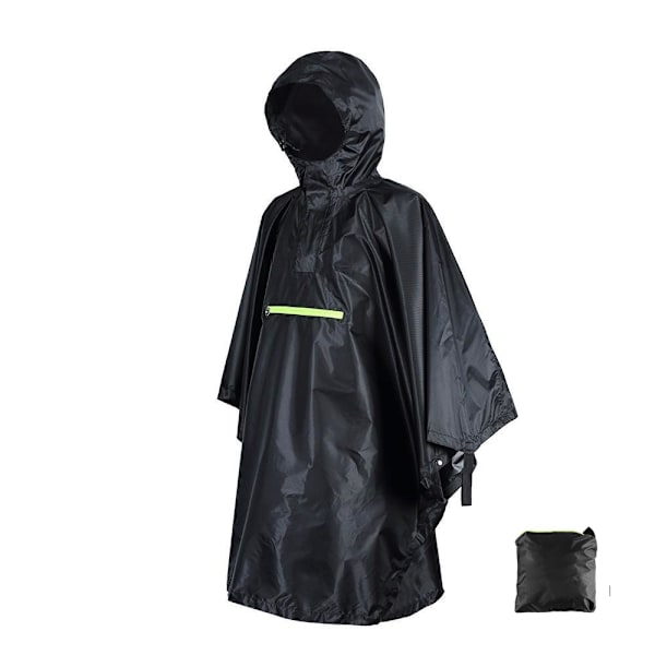 Vandtæt regnponcho - sort polyester PU Sort