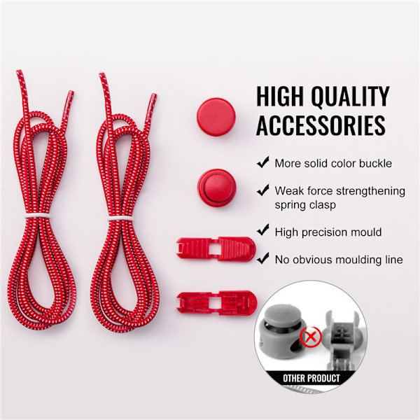 No-tie elastiska skosnören Red Red