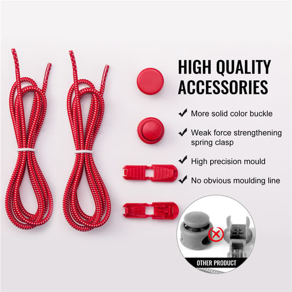 No-tie elastiske snørebånd Red Red
