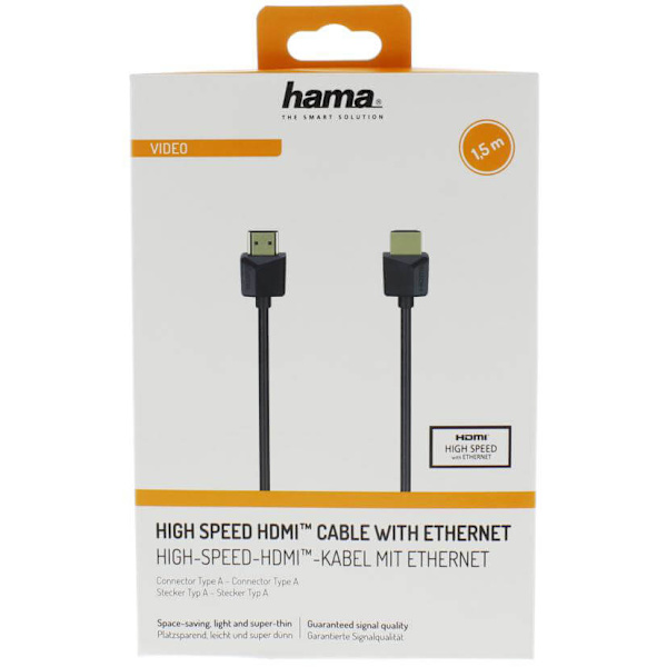 HAMA Kabel HDMI Ethernet Flexislim Svart 1.5m