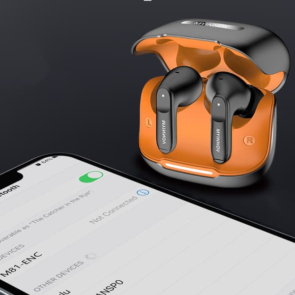 Trådløse Bluetooth-øretelefoner med fire mikrofoner og ENC-støjreduktion Sort+orange