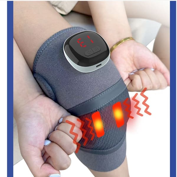 Trådlös Uppvärmd Knämassager med Vibration och Värmeterapi för Lindring av Ledvärk