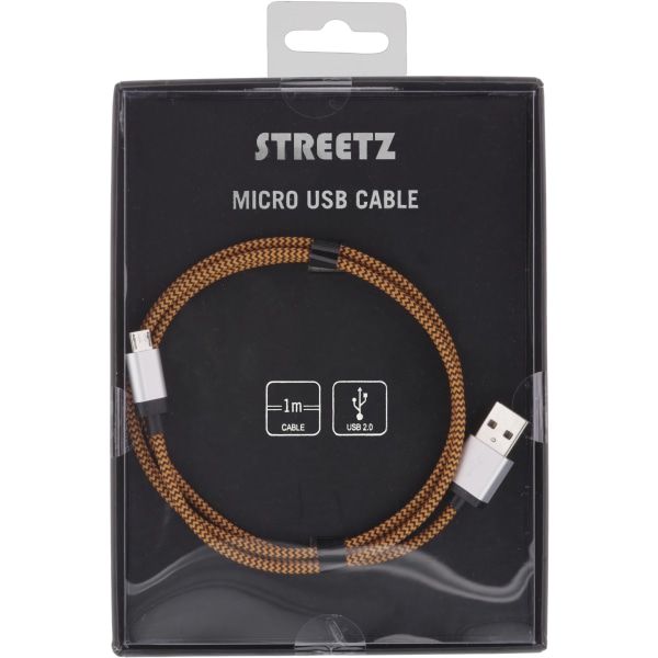 USB cable fabric coated Type A M  Type Micro B 1m orange